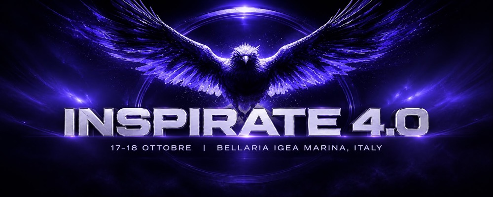 INSPIRATE 4.0, 17–18 ottobre, Bellaria Igea Marina: un'aquila con le ali spiegate su fondo viola
